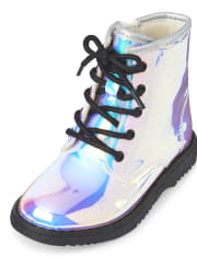 Toddler Girls Holographic Lace Up Boots