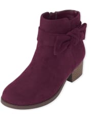 Girls Bow Faux Suede Booties