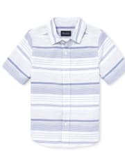 Boys Striped Oxford Button Down Shirt