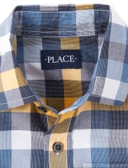 Camisa con botones de popelina a cuadros para niños