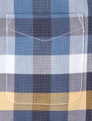 Camisa con botones de popelina a cuadros para niños