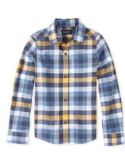 Camisa con botones de popelina a cuadros para niños