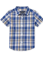 Baby And Toddler Boys Plaid Poplin Button Down Shirt
