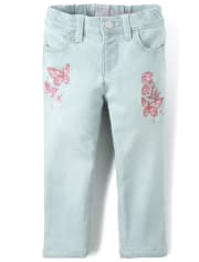 butterfly embroidered jeans