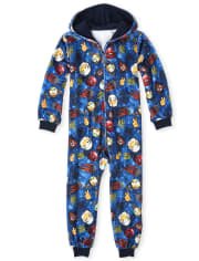 Pijama de una pieza de forro polar con emoji espacial para niños