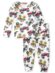 Baby And Toddler Boys Monster Truck Snug Fit Cotton Pajamas