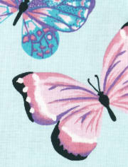Girls Glitter Butterfly Snug Fit Cotton Pajamas