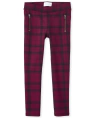 Jeggings sin cierres de punto Ponte con cremallera a cuadros para niñas