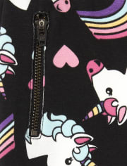 Girls Rainbow Unicorn Zip Ponte Knit Pull On Jeggings