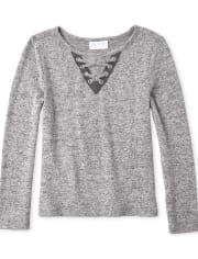 Haut pull léger à lacets pour fille