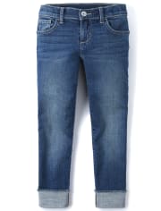 Girls Roll Cuff Super Skinny Jeans