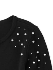 Girls Faux Pearl Cardigan