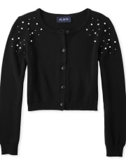 Girls Faux Pearl Cardigan