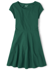 girls green skater dress