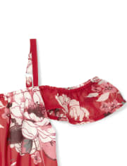 Girls Floral Off Shoulder Dress