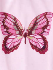 Pijama de mariposa con purpurina para niñas