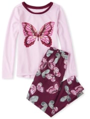 Pijama de mariposa con purpurina para niñas
