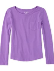 Camiseta básica a capas con bolsillo para niñas