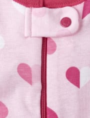 Baby And Toddler Girls Apple Heart Snug Fit Cotton One Piece Pajamas 2-Pack