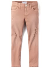 Girls Frayed Hem Denim Super Skinny Jeans