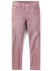 Girls Frayed Hem Denim Super Skinny Jeans