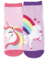 Paquete de 6 calcetines midi con unicornio arcoíris para niñas pequeñas
