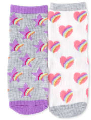 Paquete de 6 calcetines midi con unicornio arcoíris para niñas pequeñas