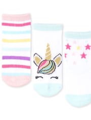 Baby Girls Glitter Rainbow Unicorn Crew Socks 6-Pack