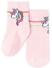 Baby Girls Glitter Rainbow Unicorn Crew Socks 6-Pack
