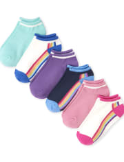 Girls Rainbow Super Soft Ankle Socks 6-Pack