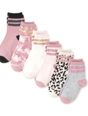 Girls Leopard Midi Socks 6-Pack