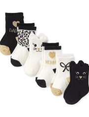 Lot de 6 chaussettes à motif chat pailleté pour bébé fille