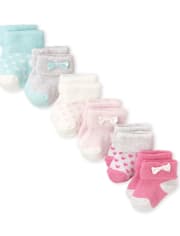 Lot de 6 chaussettes à revers en forme de cœur pour bébé fille