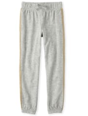Girls Active Glitter Side Stripe French Terry Jogger Pants