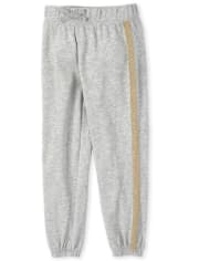 Girls Active Glitter Side Stripe French Terry Jogger Pants