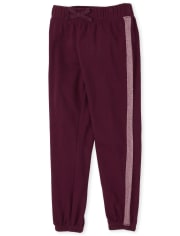 Girls Active Glitter Side Stripe French Terry Jogger Pants