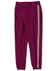 Girls Active Glitter Side Stripe French Terry Jogger Pants