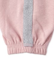 Girls Active Glitter Side Stripe French Terry Jogger Pants