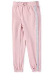 Girls Active Glitter Side Stripe French Terry Jogger Pants