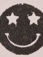 Girls Flip Sequin Smiley Face Top