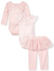 Baby Girls Love Ballerina Playwear Conjunto de 3 piezas