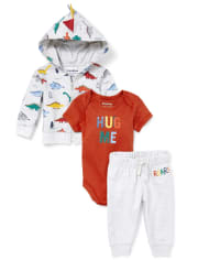 Conjunto de ropa de juego de 3 piezas Dino para bebés niños