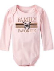Body para bebé niña con estampado familiar de purpurina