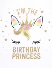 Baby And Toddler Girls Glitter Birthday Unicorn Graphic Tee