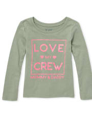 Baby And Toddler Girls Glitter Love My Crew Graphic Tee