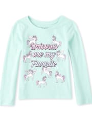 Baby And Toddler Girls Glitter Unicorns Graphic Tee