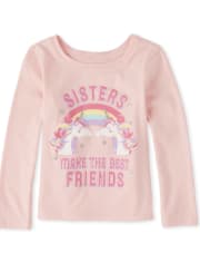 Camiseta con estampado de unicornio y purpurina para bebés y niñas pequeñas