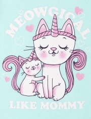 Camiseta con estampado de gato y mamá con purpurina para bebés y niñas pequeñas