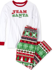 Unisex Adult Matching Family Snowman Fair Isle Cotton And Fleece Pajamas