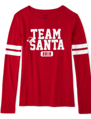 Womens Matching Family Team Santa Graphic Tee